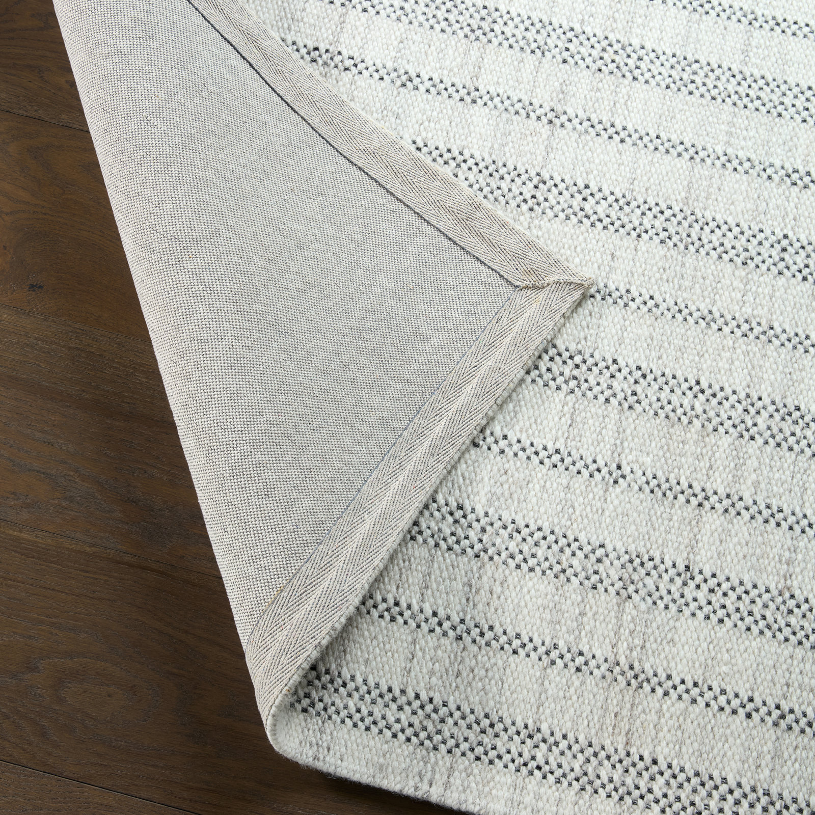 Ginevra Hand-Woven Striped Rug, Rectangle 10' x 14', Cream/Black