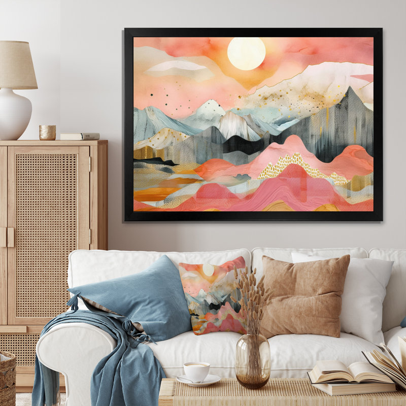 " Vibrant Mountain Landscapes III ", Black Single Picture Framed, 24" H x 32" W x 1" D