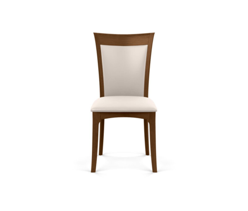Morgan 19.25'' H Genuine Leather Upholstered Side Chair, Saddle Cherry, White