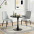 Modern 3-Piece Round Dining Set, Black Pedestal Table & Tufted Chairs