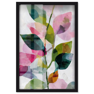 «Vibrant Leaves III Shadowbox Print», art mural palmier rose par Art Remedy, cadre noir, 17 x 25