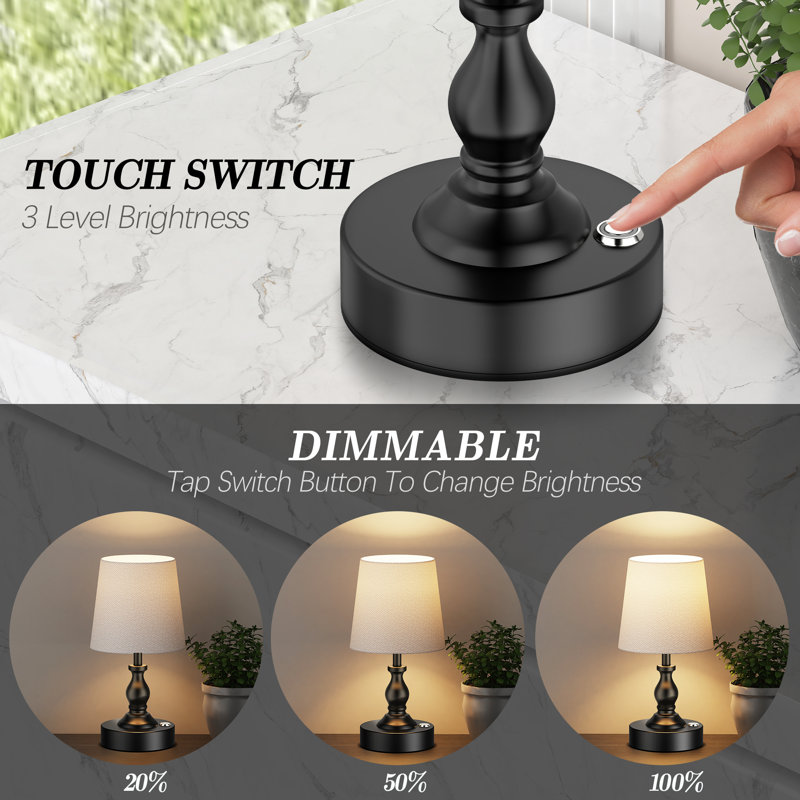 10”mini Cordless Led Table Lamp,rechargeable Battery,touch Dimmable 3 Level Brightness For Desk Bedside Patio Camping
