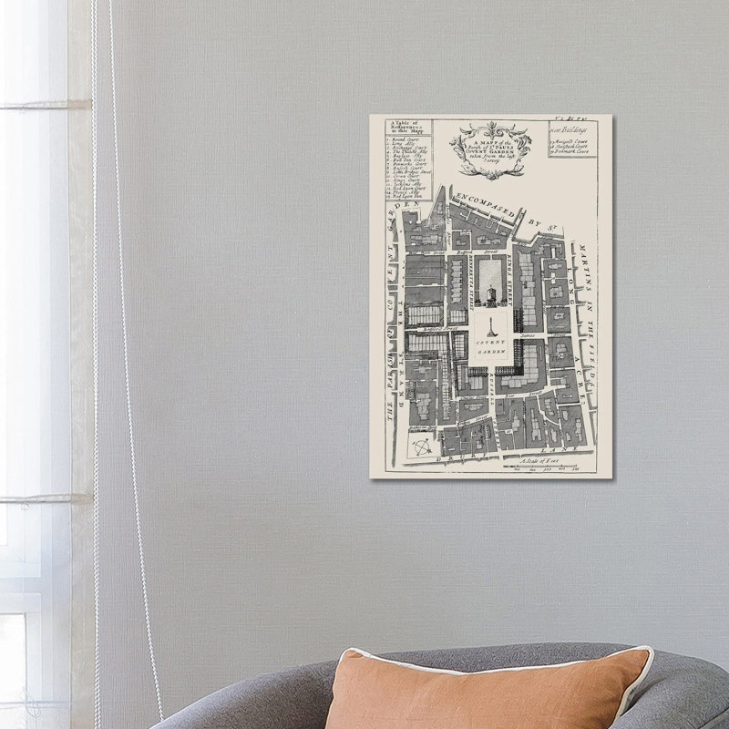 Covent Garden Street Map by Bibliotography - Wrapped Canvas Print, 66.04 cm H x 45.72 cm W x 3.175 cm D