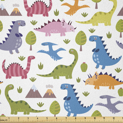 Devom Dinosaurs T-Rex Triceratops Prehistoric Reptile Wildlife Multi-Purpose Fabric