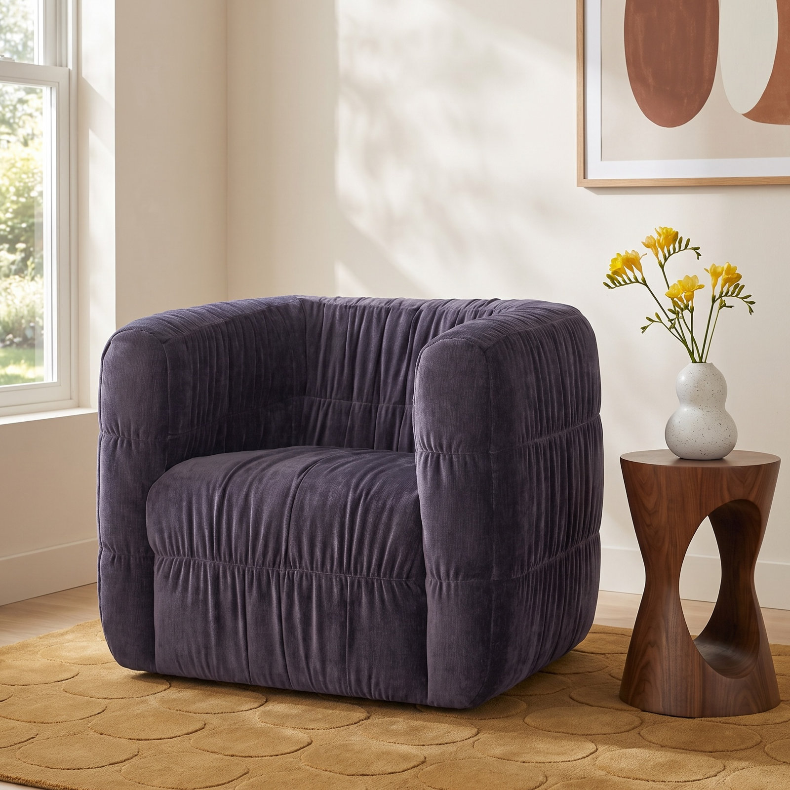 Swivel Armchair, Blue