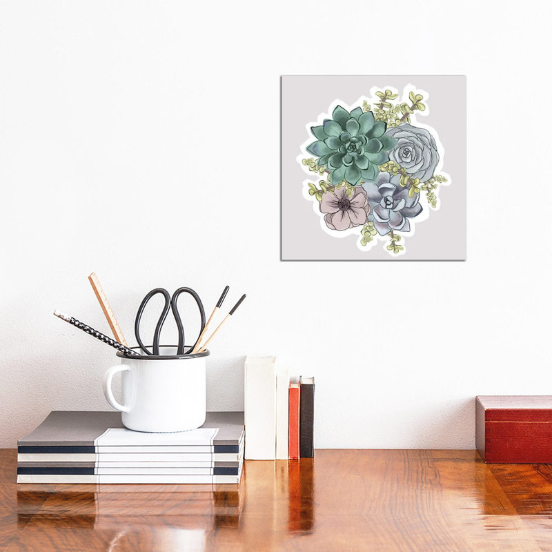 Succulent Florals by Katie Bryant - Wrapped Canvas Painting, 30.48 cm H x 30.48 cm W