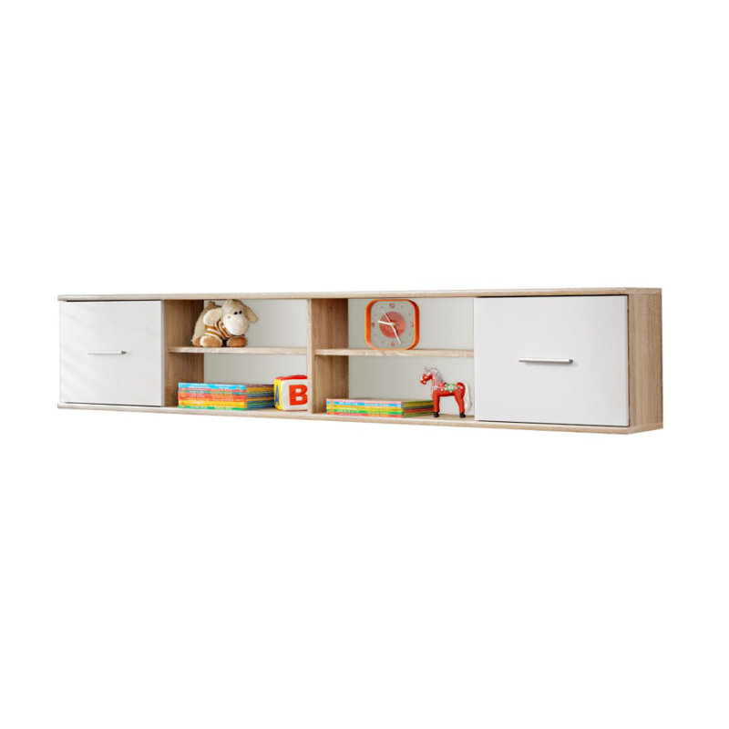 Dino DI-07 Wall Shelf 204cm - White Matt & Oak Sonoma with Drawers