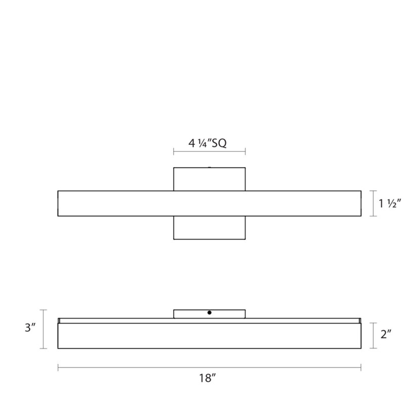 SQ-bar 1 - Light LED Bath Bar, Satin Nickel