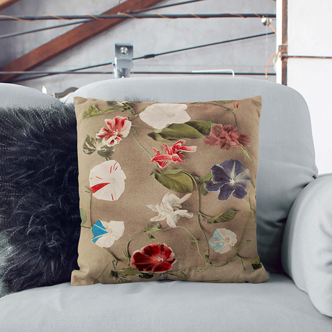 Group of Morning Glories by Kazumasa Ogawa Cushion with Filling