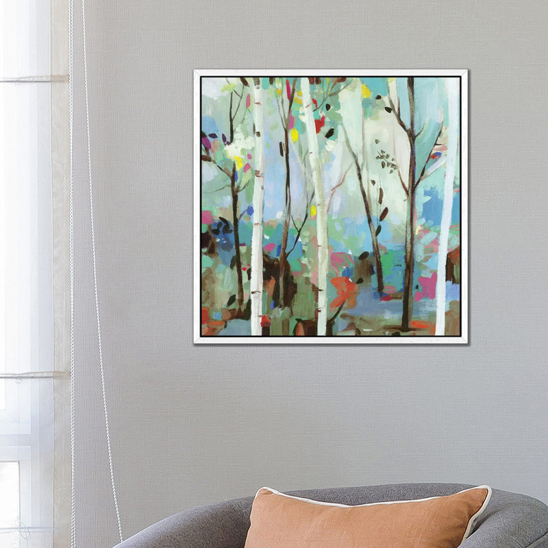 Birchwood Forest by Allison Pearce - Painting on Canvas, 66.04 cm H x 66.04 cm W, White Framed Canvas