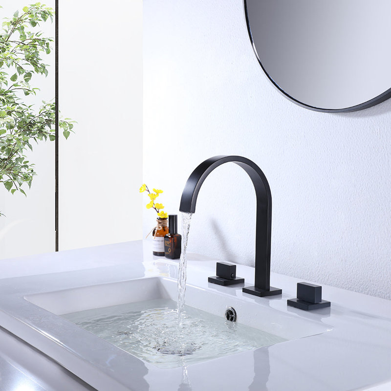 Devon Luk 2 Bathroom Faucet - Widespread - 9" Brass/Matt Black
