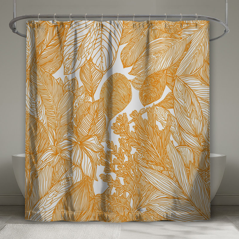 Rideaux de douche détaillés à feuilles détaillées, L 70 po x H 93 po