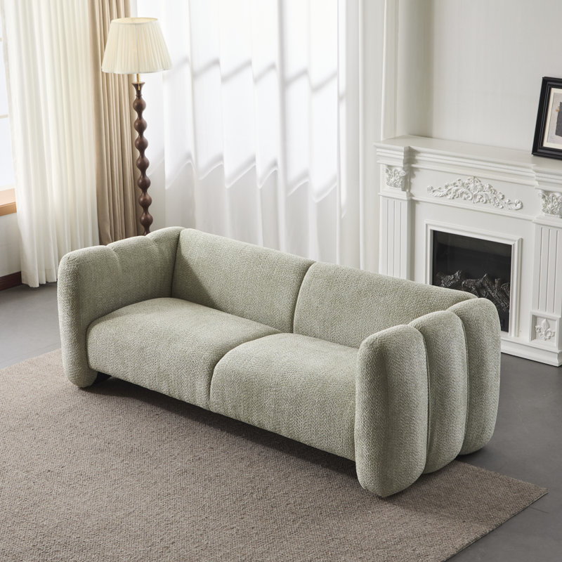 Keanu Boucle Upholstered 3-Seater Sofa, Light Green