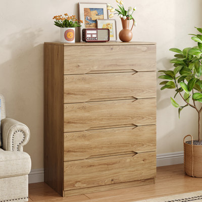 5-Drawer 31.5" W Dresser, Tall Chest of Drawers with Cut-Out Handle for Bedroom