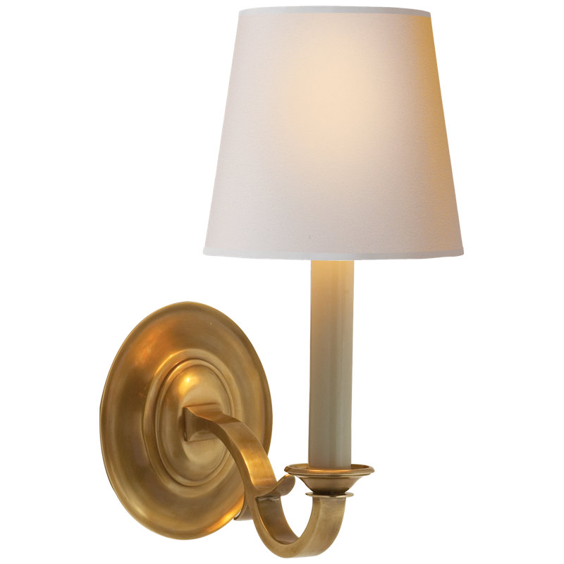 Thomas O'Brien Channing Single Sconce, Antique Brass, Paper