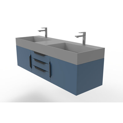 Ensemble de meuble-lavabo double mural 60 po Russett