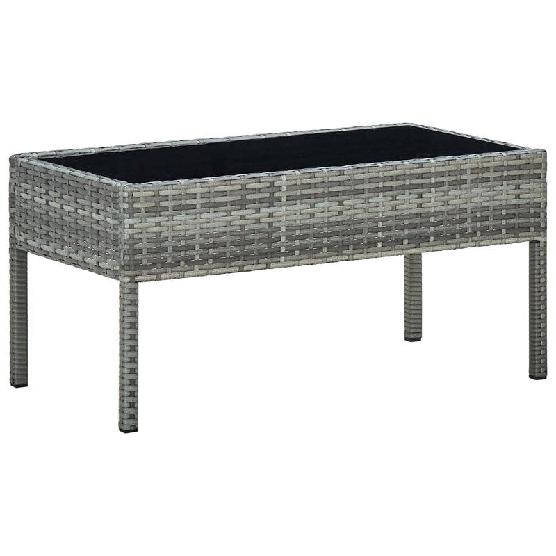 Eliphaz Rectangular Wicker Outdoor Coffee Table , 75cm cm W 40cm cm D, Black/Grey