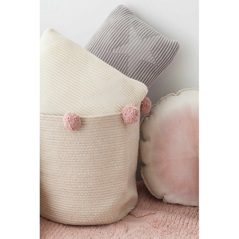 Bubbly Fabric Decorative Basket, Natural/Nude