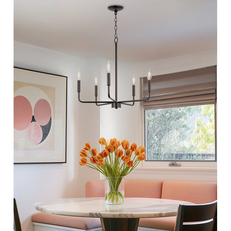 Thlema 5 - Light Steel Dimmable Chandelier