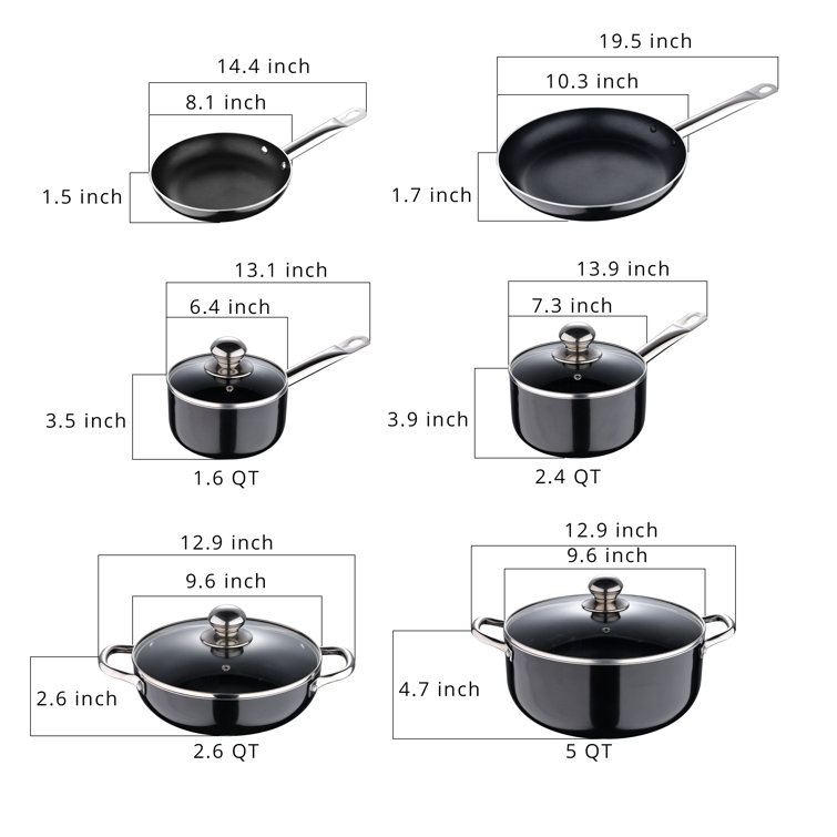 Bergner Prochef by Bergner - 10 Pc Non Stick Cast Aluminum Pots and Pans Cookware  Set with Vented Glass Lids