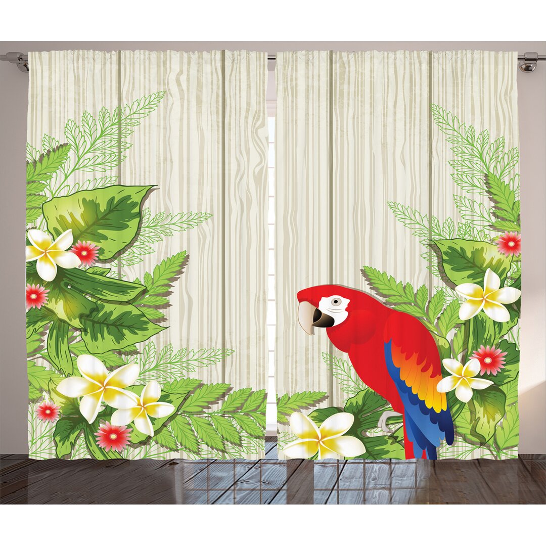 Rustikaler Vorhang, Blumen Parrot, Wendekreis, Creme Grün Rot