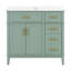 Meuble-lavabo mural moderne vert clair de 36 pouces, comptoir en céramique, porte d'armoire à fermeture en douceur et 4 tiroirs de rangement fonctionnels, mobilier de salle de bain pratique à usage quotidien-133663402