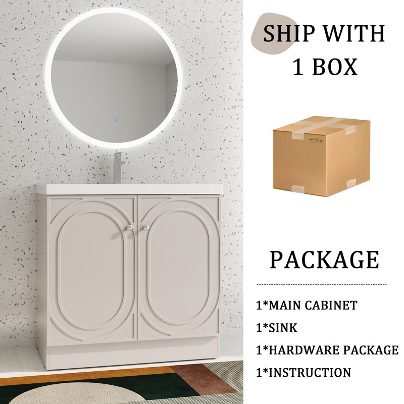 Meuble-lavabo sur pied simple 36 po avec plateau en résine