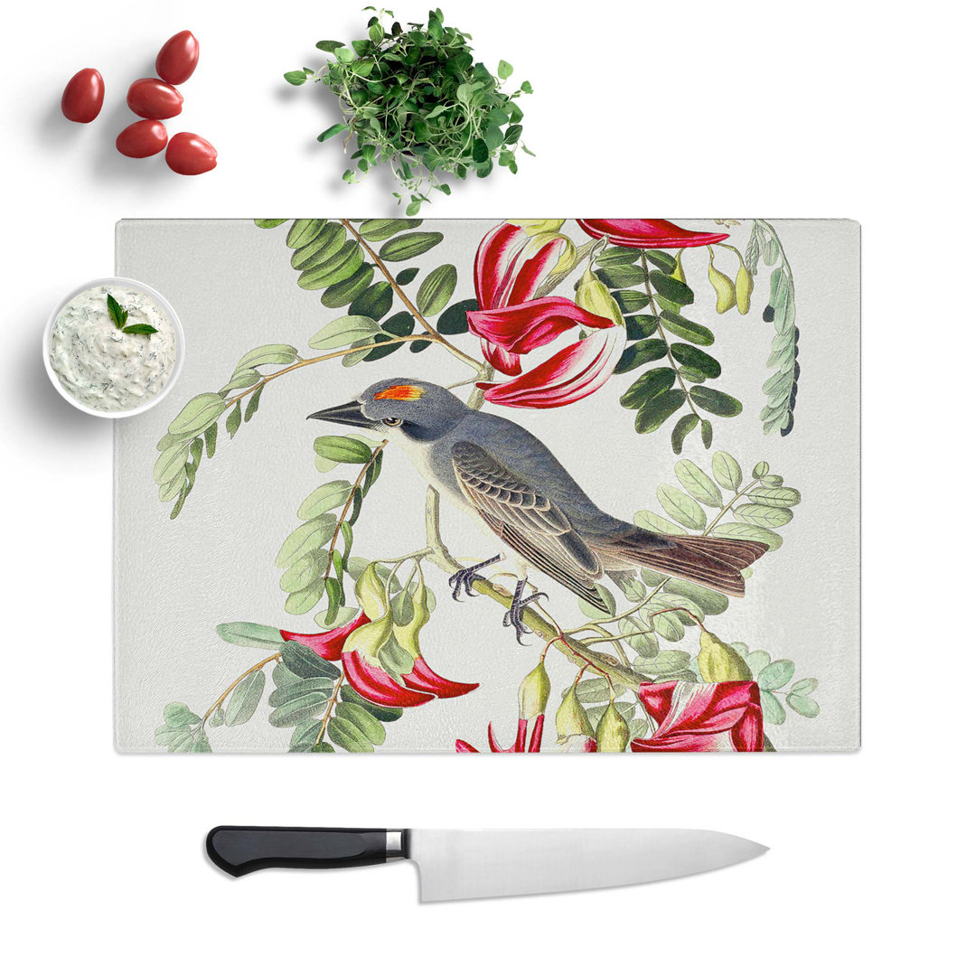 Tempered Glass Piping Flycatcher Bird by John James Audubon Chopping Board