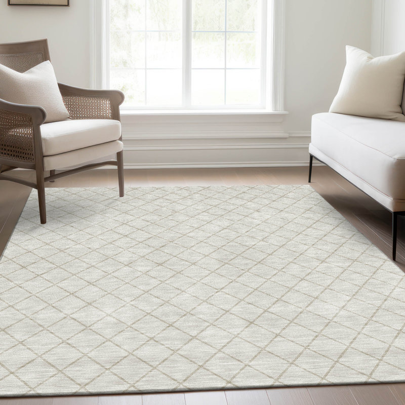 Premium Machine Washable Prisco Ivory Rug, Rectangle 8' x 10'