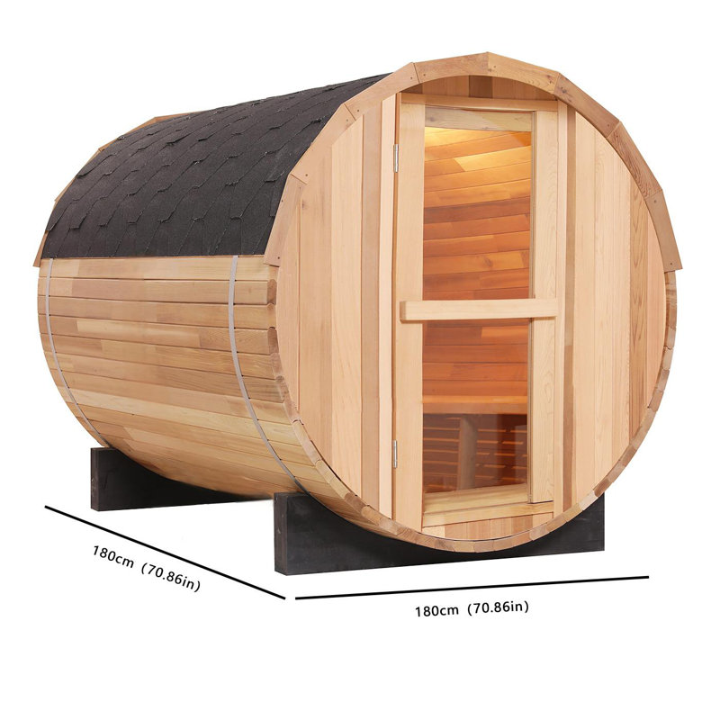 Anyi 4-Person Patchwork Red Cedar Traditional Steam Sauna without Scarabs