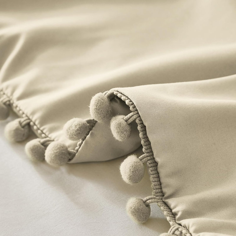 Polyester Solid Colour Duvet Cover with Pillowcases, Beige