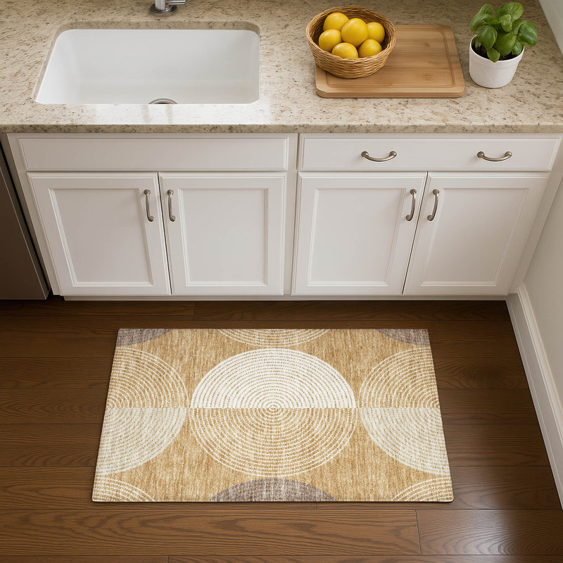 Premium Machine Washable Mayfield AMF2281 Geometric Rug, 1'8" x 2'6", Gold