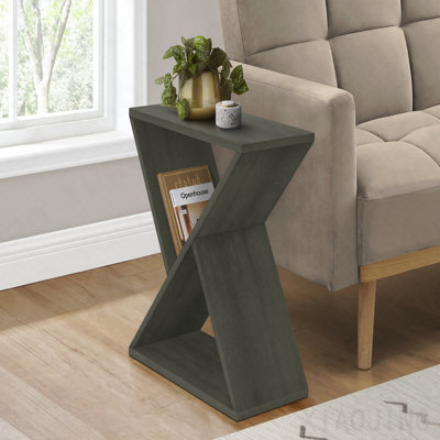 Dark Green Veneer Contemporary Narrow Small Side End Table