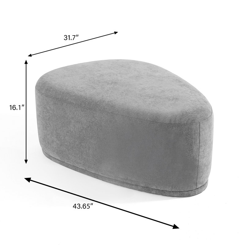 Caras Upholstered Gray Triangular Compression Ottoman No Assembly Required (Set of 2), Gray