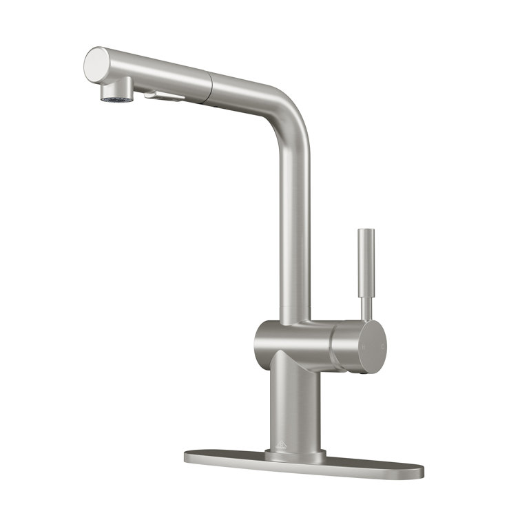 CASAINC Single-Handle Pull Out Kitchen Single Hole Faucet with Deck Plate