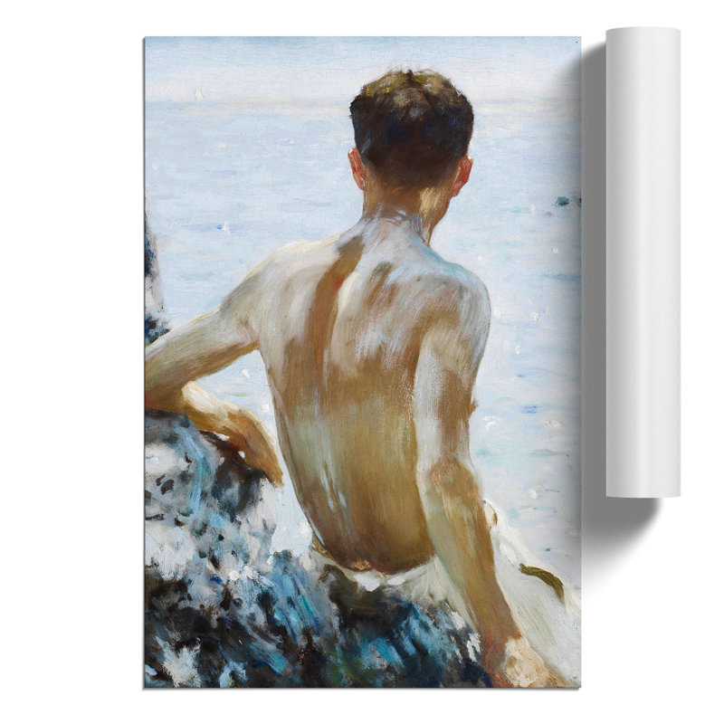 Beach Study by Henry Scott Tuke - No Frame Painting, 59cm H x 42cm W x 0.1cm D
