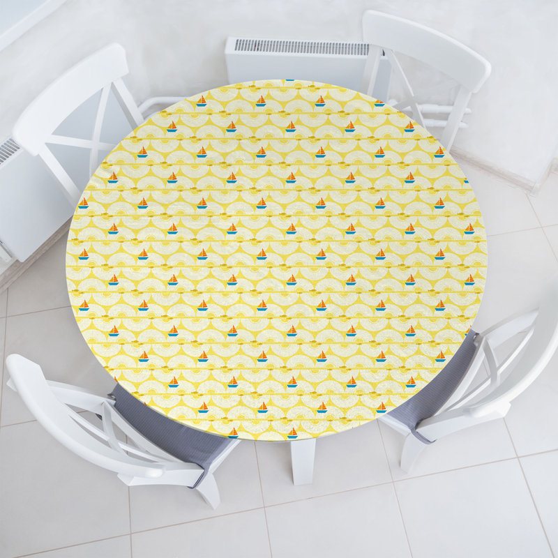 Bay Isle Home™ Cartoon Fitted Round Tablecloth Diameter Multicolor
