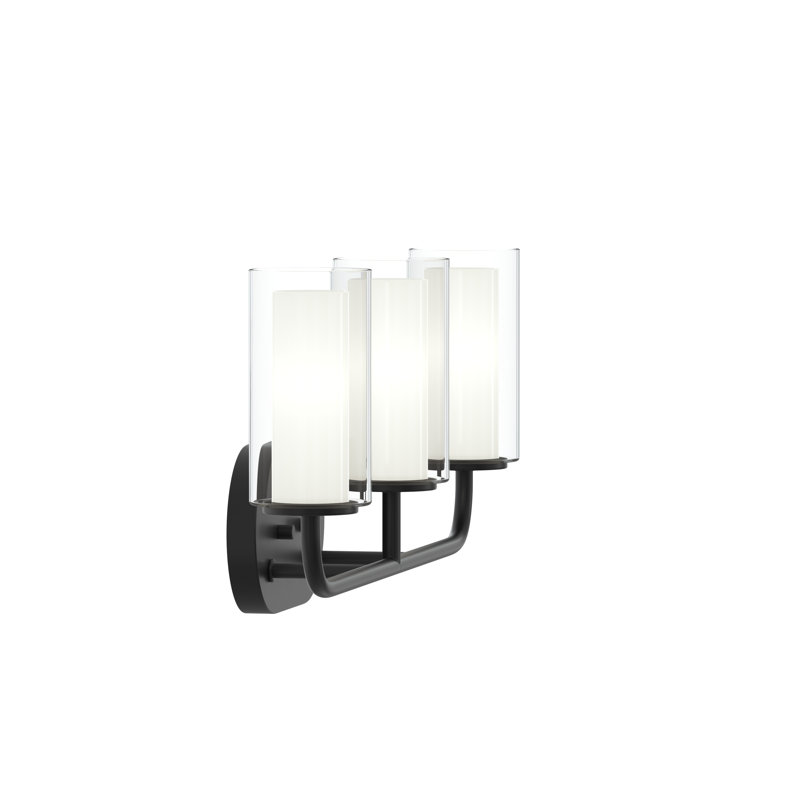 Éclairage pour meuble-lavabo noir mat à 3 lumières avec abat-jours en verre Mack, Noir mat, 3 Lights