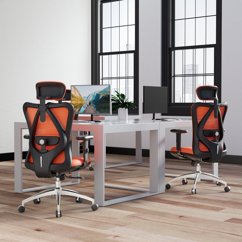 Ashendon Ergonomic Mesh Office Chair with Adjustable Lumbar Support and Padded Armrests for 300lbs, Orange