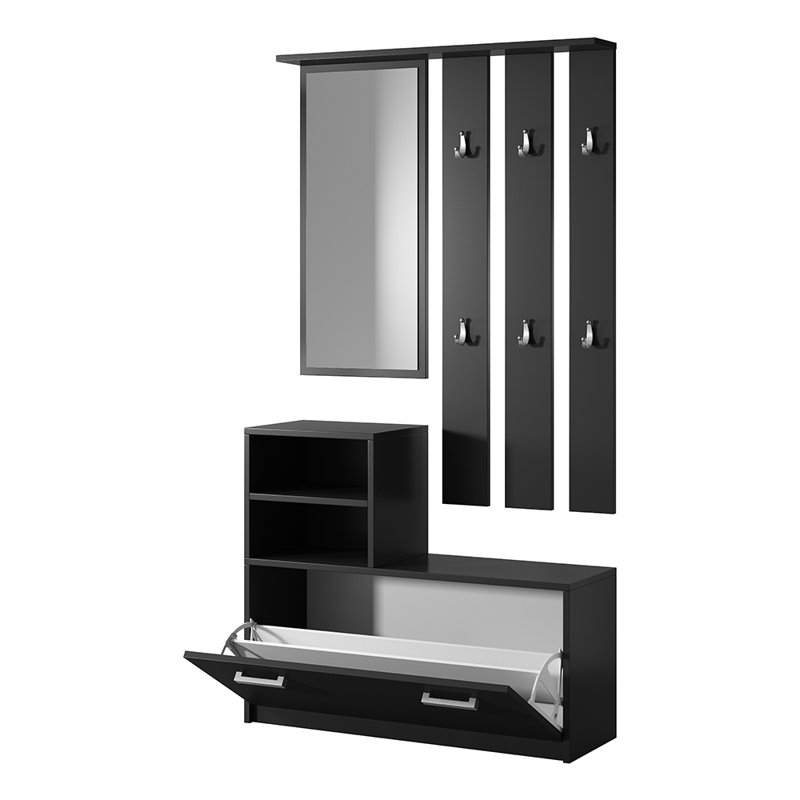 Thorbern Hall Tree with Storage Bench and Shoe Storage, Black