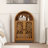 Hand-Carved Arched Cabinet,  Wood Storage Cabinet With Open Shelf & 2 Doors, Tall Narrow Accent Cabinet For Living Room, Bedroom, Entryway
