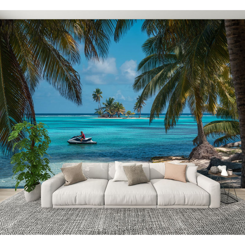Papier peint adhésif tropical tropical Tropical Beach Seaside Landscape Palm Trees Island Summer Holiday Wall Murals