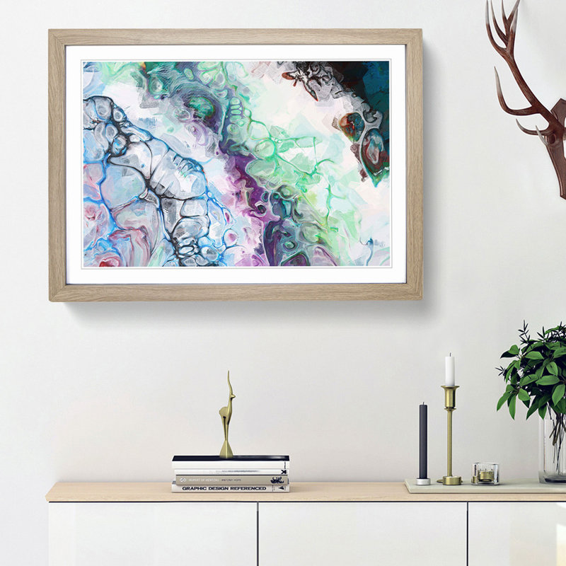 Free Dreams in Abstract - Picture Frame Graphic Art Print, 62cm H x 87cm W x 2cm D, Oak Framed