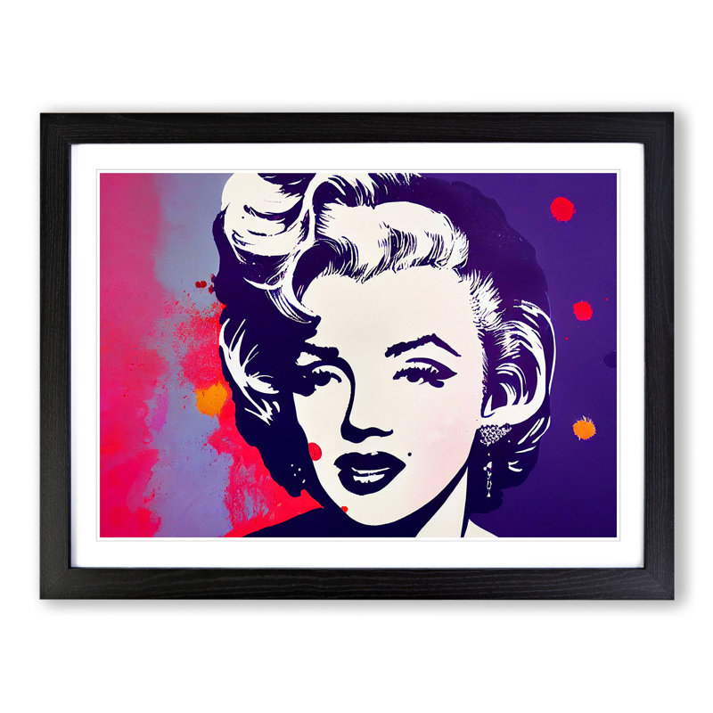 Pop Marilyn Monroe Vol.2 Abstract - Single Picture Frame Print, 46cm H x 64cm W x 2cm D, Black