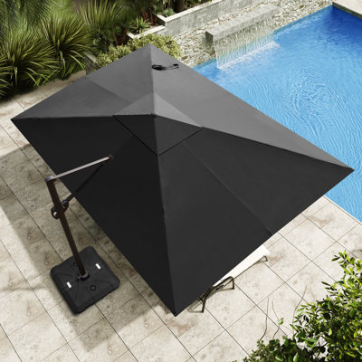 12' X 9' Rectangular Patio Cantilever Umbrella with Weighted Base