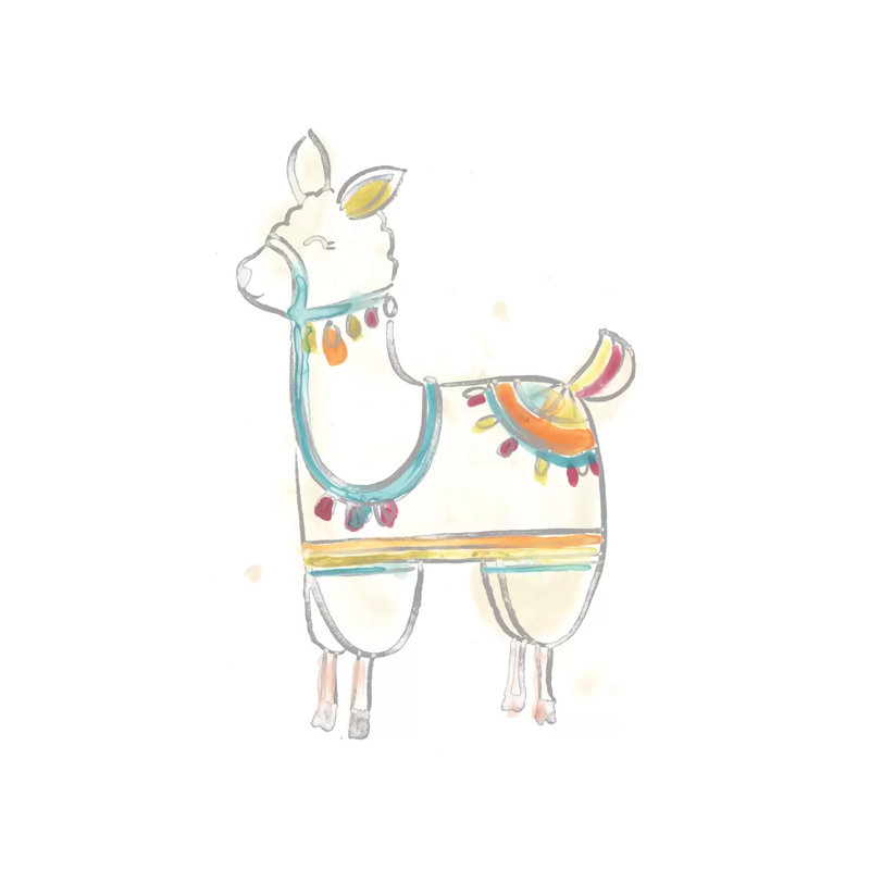 Blockprint Llama III by June Erica Vess - Wrapped Canvas Print, 66.04 cm H x 66.04 cm W x 3.175 cm D