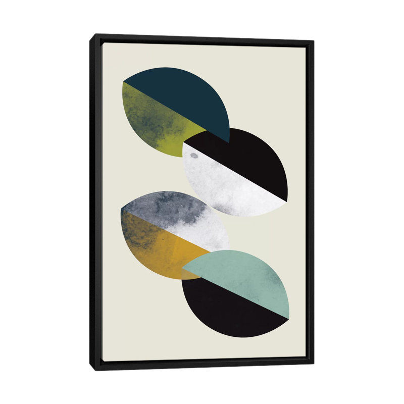 «Saucers», impression sur toile tendue, H 26 po x l 18 po x P 1,5 po, Toile avec cadre noir, Pas de tapis