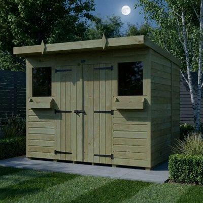 Total Sheds 8ft x 5ft Pent Summer Shed - Toughened Glass External Planters - Pressure Treated Timber - UK Manufactured