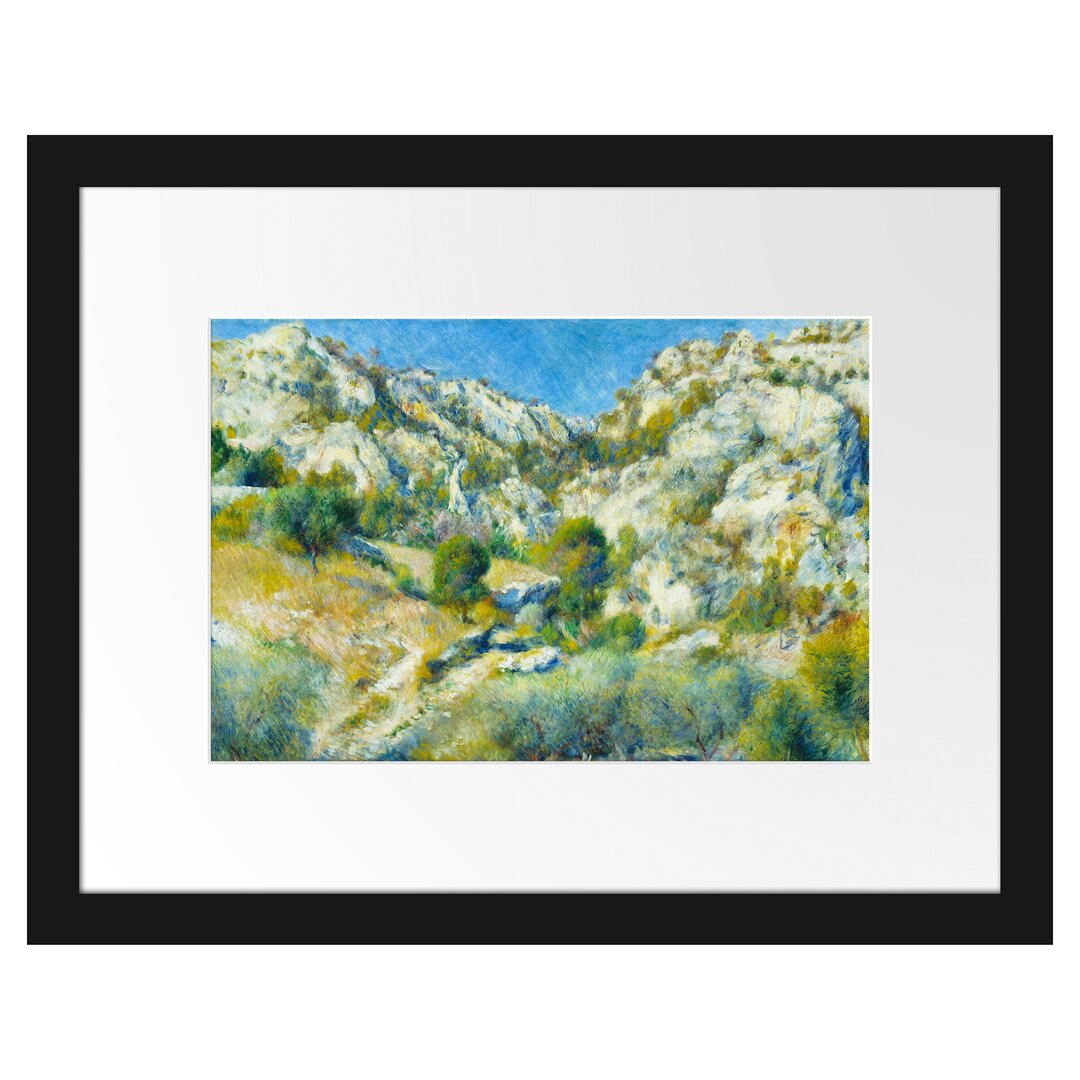 Gerahmtes Leinwandbild Felsenklippe bei Estaque von Pierre-Auguste Renoir