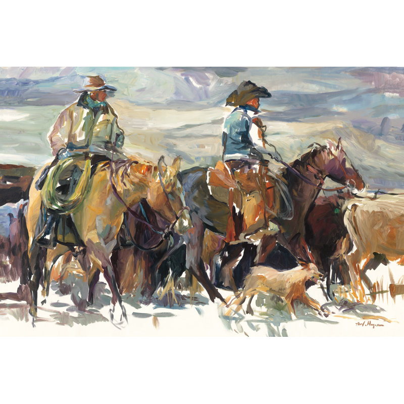 The Roundup - Wrapped Canvas Painting, 30cm H x 46cm W